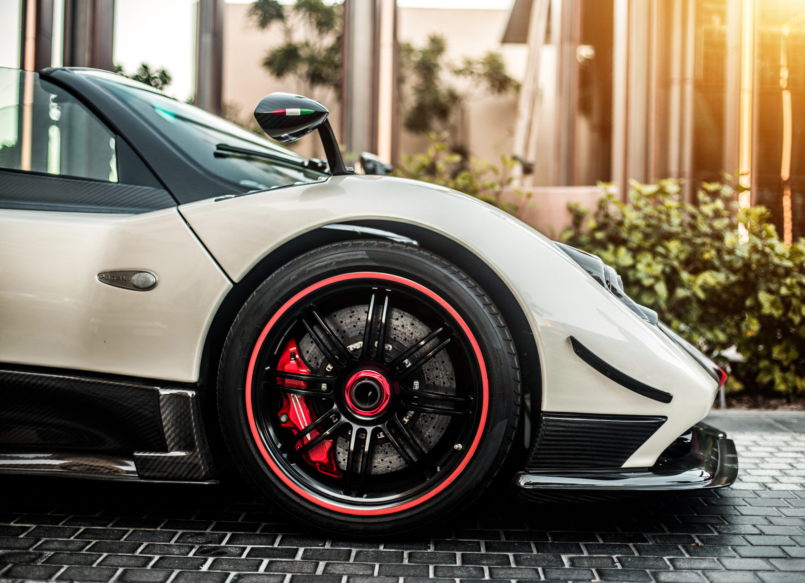 Front half view of sleek sport car highlighting performance and style